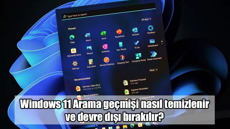 windows 11 yerel arama geçmişini temizleme